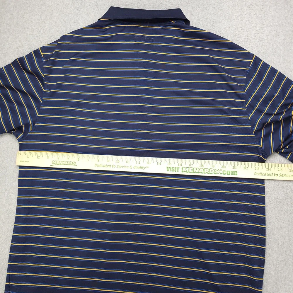 Nike Golf Fitr-Dri Men's Polo Shirt Size XLNavy Blue‎ Yellow Stripe Mesh Panels